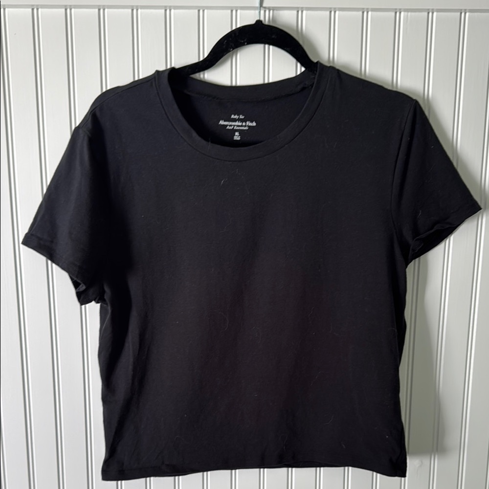 Abercrombie & Fitch Black Crop Fitted T-Shirt Short Sleeve